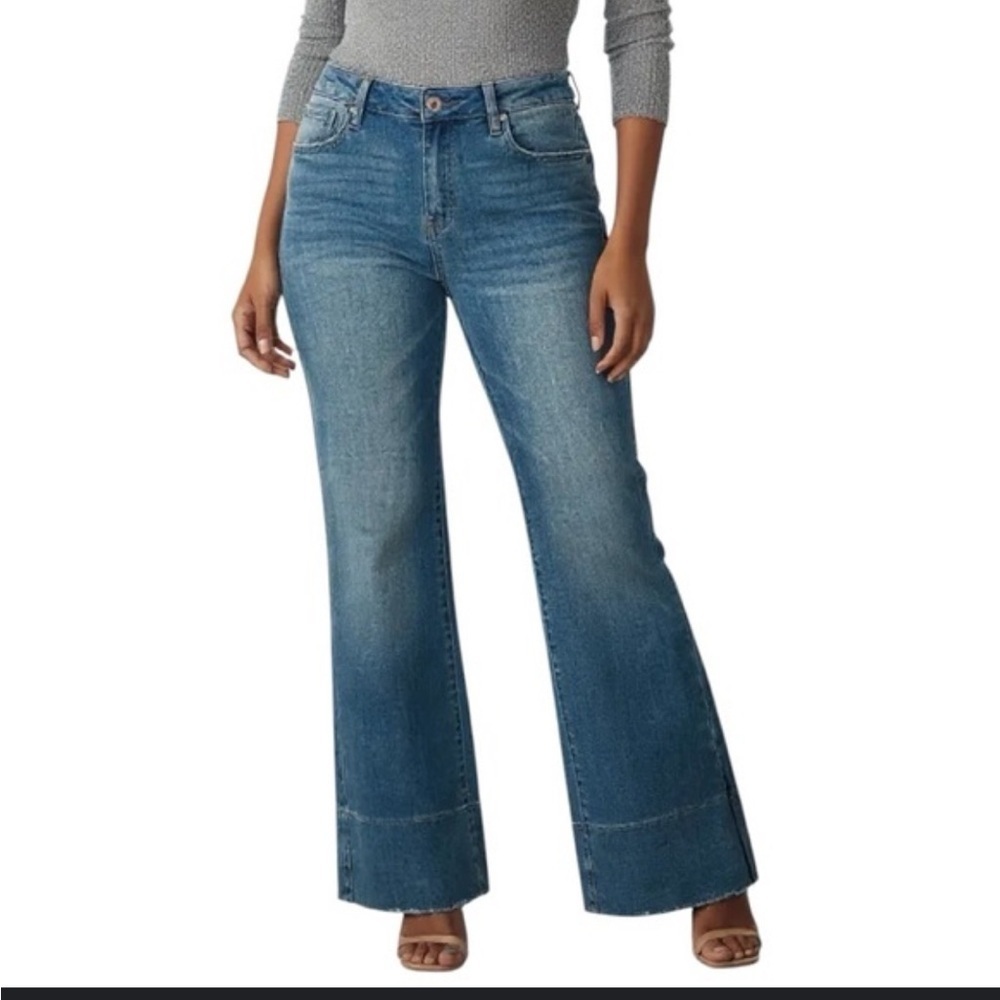 Rebecca Minkoff Wide Leg Extra Wide Cuff Relaxed Fit Boho Distressed Jean 10